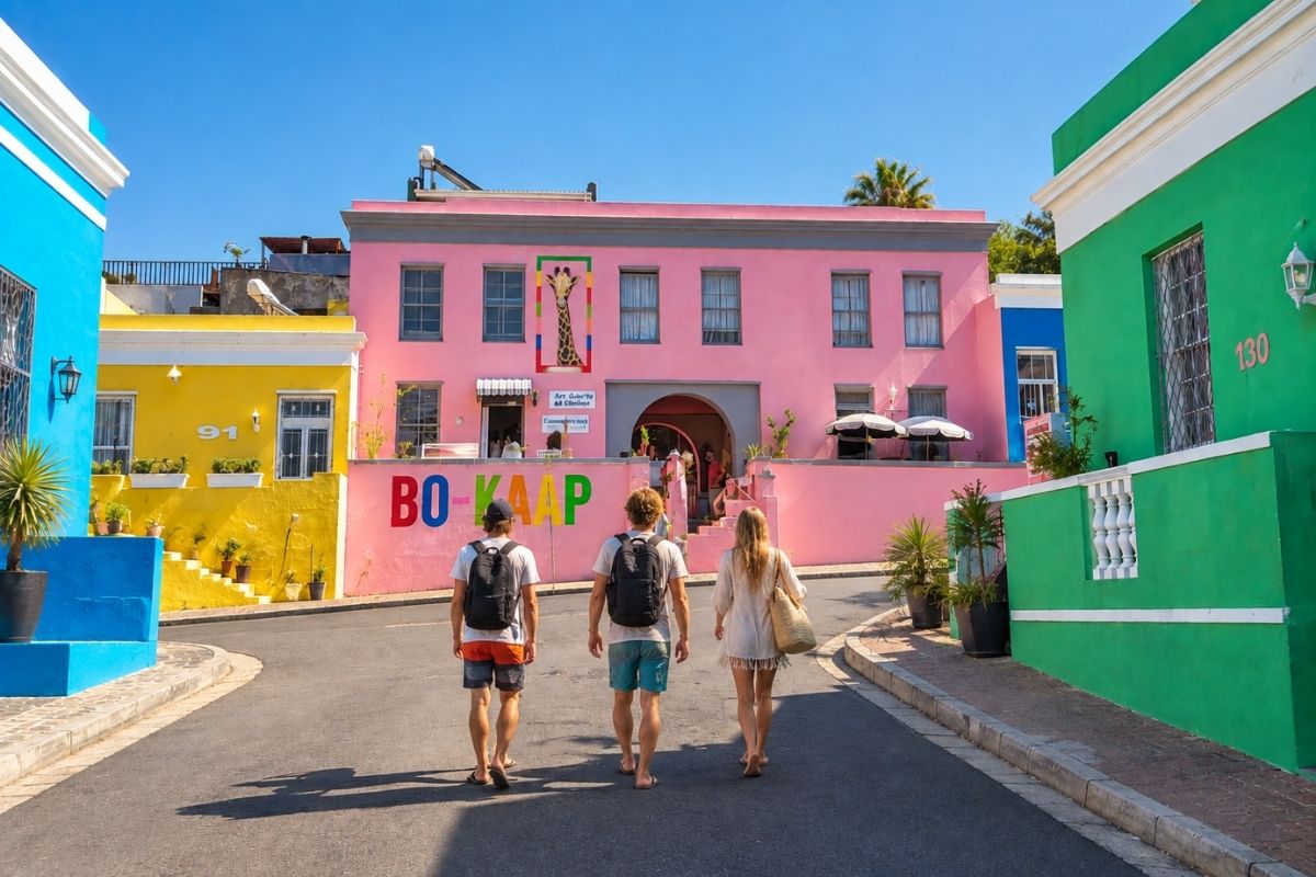 Guests exploring the colourful Bo-Kaap neighbourhood in Cape Town.